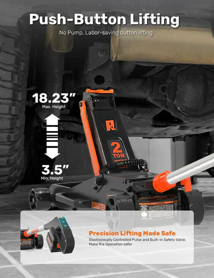 GMax 2-ton electric floor jack is made of low-profile aluminum and steel