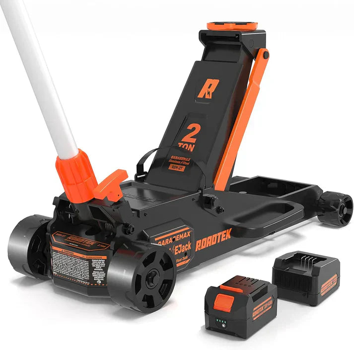 GMax 2-ton electric floor jack is made of low-profile aluminum and steel