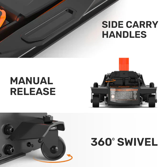 GMax 2-ton electric floor jack is made of low-profile aluminum and steel